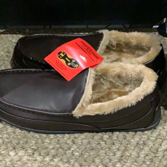 #205 Deer Stags NWT Men\'s Sz 11 Brown Fur-Lined Slippers